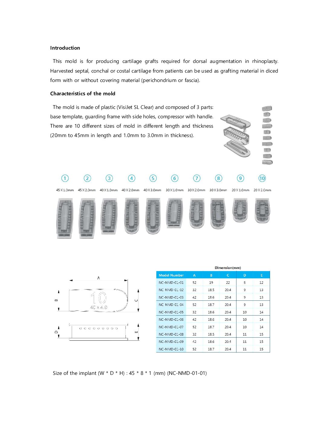 Jang Cartilage Mold Brochure